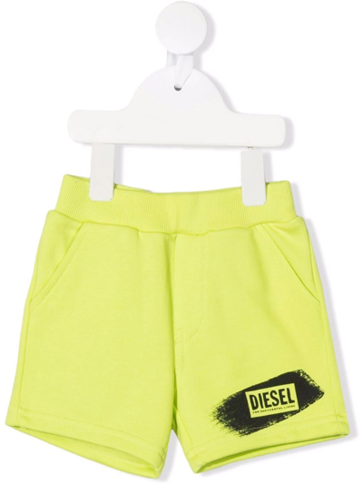 Shop Diesel Logo-print Shorts In Green