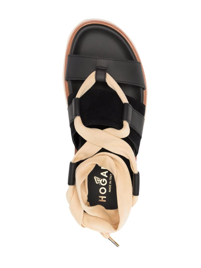 Shop Hogan Tie-strap Sandals In Black
