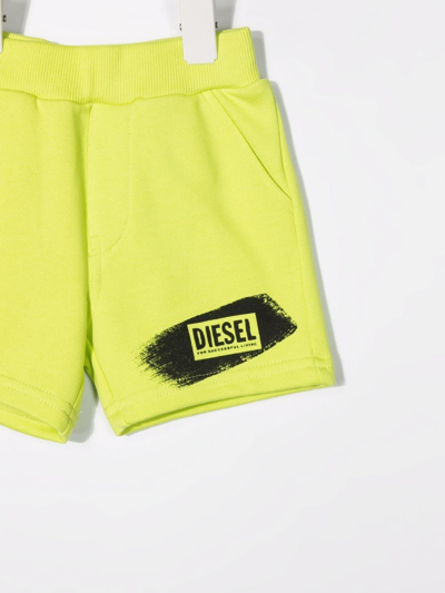 Shop Diesel Logo-print Shorts In Green