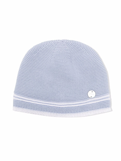 Shop Paz Rodriguez Two-tone Knitted Beanie In Blue