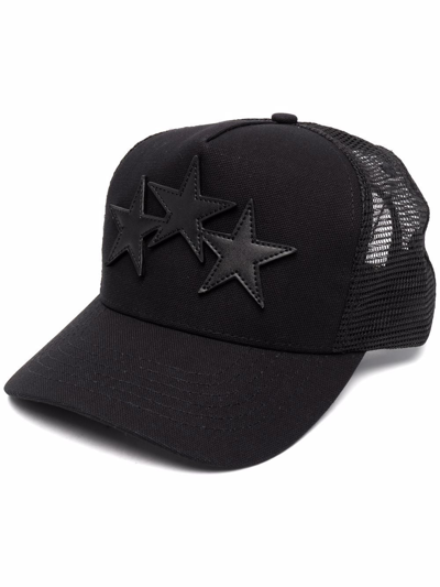 Shop Amiri Three Star Patch Trucker Hat In Black