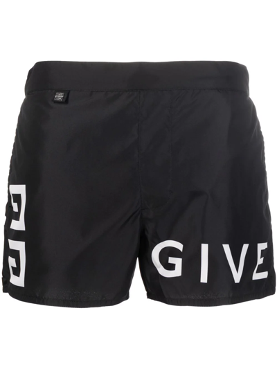 Shop Givenchy Logo-print Elasticated-waist Swim Shorts In Black