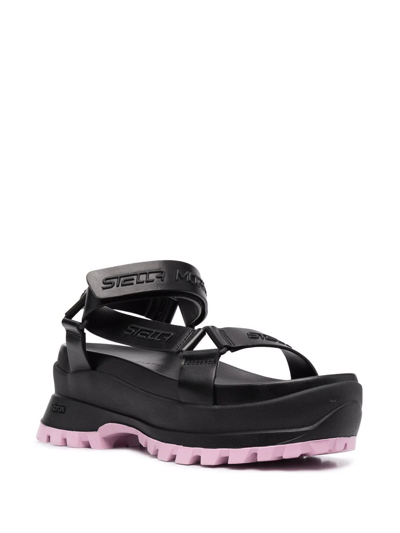 Shop Stella Mccartney Trace Logo-embossed Flatform Sandals In Black