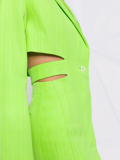 Jacquemus La Robe Bari Long Sleeve Cutout Blazer Minidress In Green