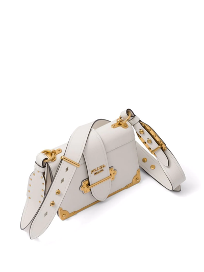 Shop Prada Cahier Shoulder Bag In White