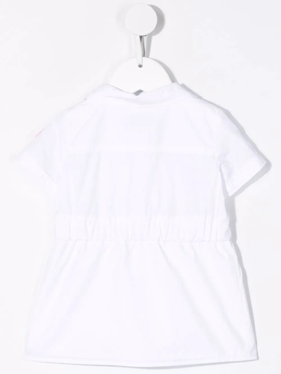 Shop Moncler Logo-patch Zip-up Shirt Dress In White