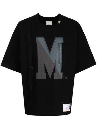 Shop Miharayasuhiro Logo Print Black T-shirt In Nero