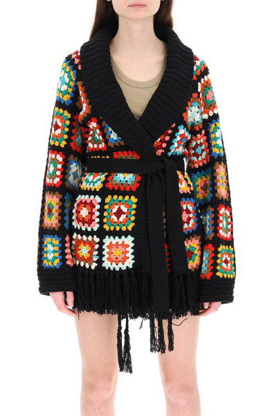 Shop Alanui Positive Vibes Hand Crochet Cardigan In Mixed Colours