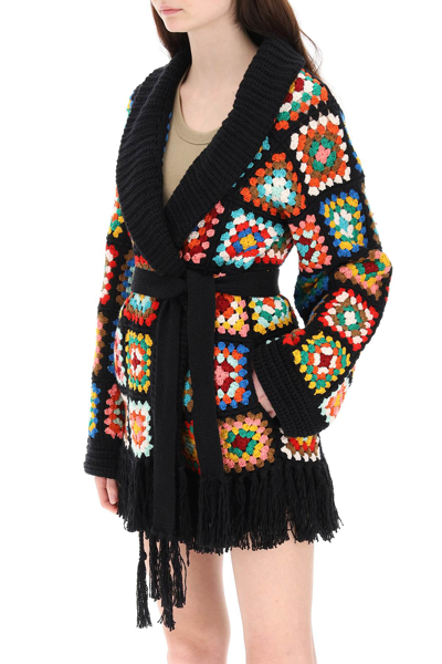 Shop Alanui Positive Vibes Hand Crochet Cardigan In Mixed Colours