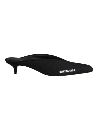 Shop Balenciaga Sabot Logo Shoes In Black