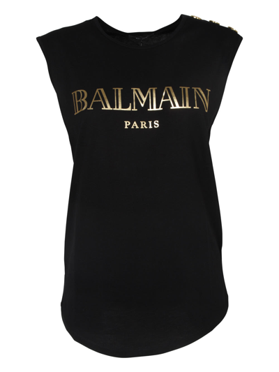 Shop Balmain Logo T-shirt Clothing In Black