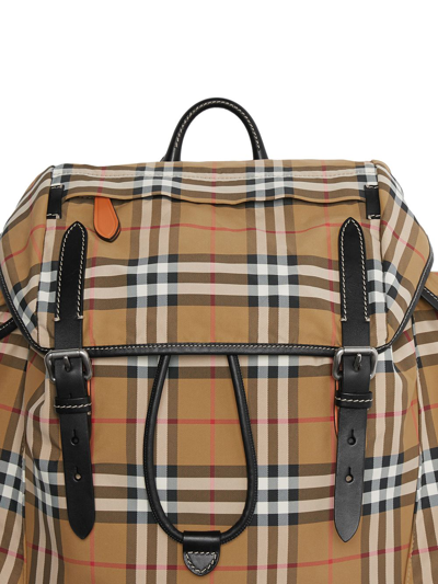 Shop Burberry Ranger Check  Backpack Bags In Yellow &amp; Orange