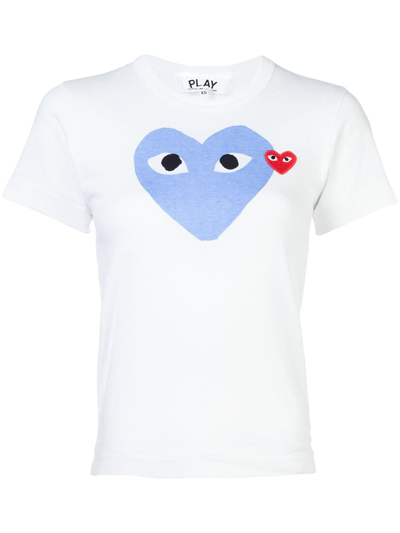 Shop Comme Des Garçons Play T-shirt Heart Clothing In Blue