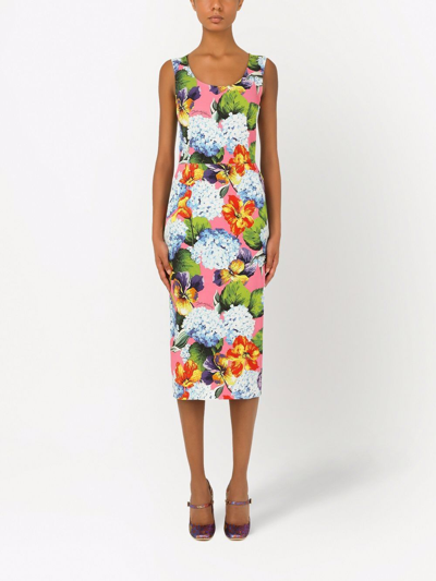 Shop Dolce & Gabbana Floral Print Dress Clothing In Multicolour