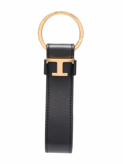 Shop Tod's Logo Key Ring Accessories In Black