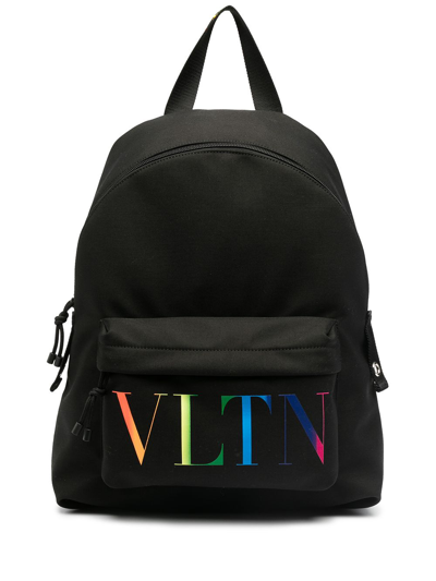 Shop Valentino Garavani Logo Backpack Bags In Black