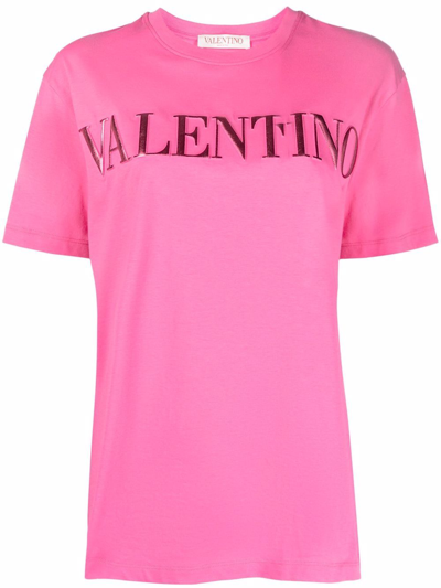 Shop Valentino Logo T-shirt Clothing In Pink &amp; Purple