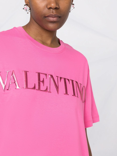 Shop Valentino Logo T-shirt Clothing In Pink &amp; Purple
