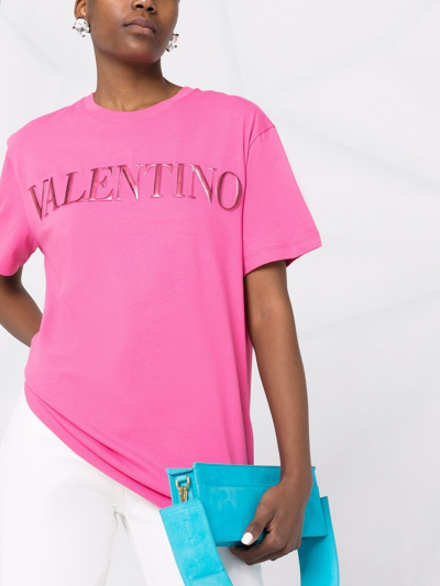 Shop Valentino Logo T-shirt Clothing In Pink &amp; Purple