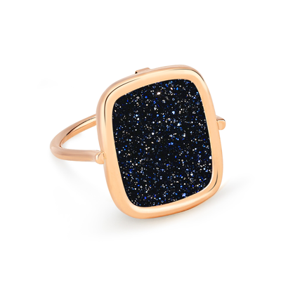 Shop Ginette Ny Blue Sand Stone Antique Ring In Pink Gold