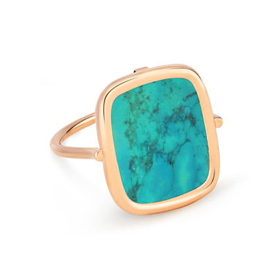 Shop Ginette Ny Turquoise Antique Ring In Pink Gold