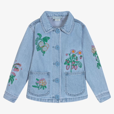 Shop Stella Mccartney Kids Girls Blue Floral Denim Jacket