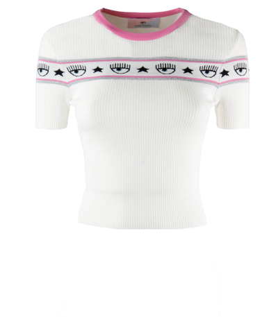 Shop Chiara Ferragni Logomania White Pink T-shirt
