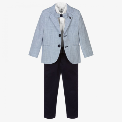 Shop Beau Kid Boys Blue & White 5 Piece Suit Set
