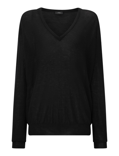 Joseph Womens Ivory Cashair V-neck Cashmere Jumper L In Black