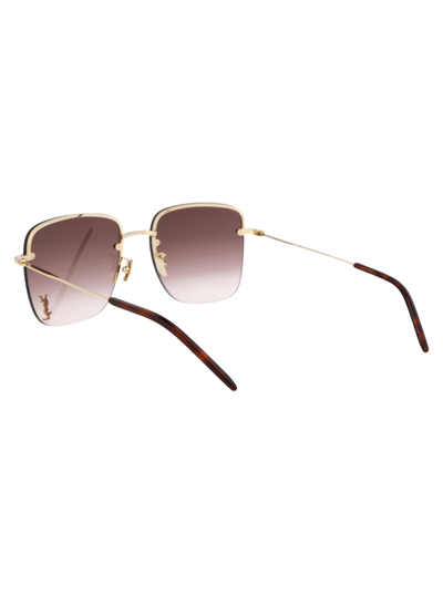 Shop Saint Laurent Sunglasses In 008 Gold Gold Brown