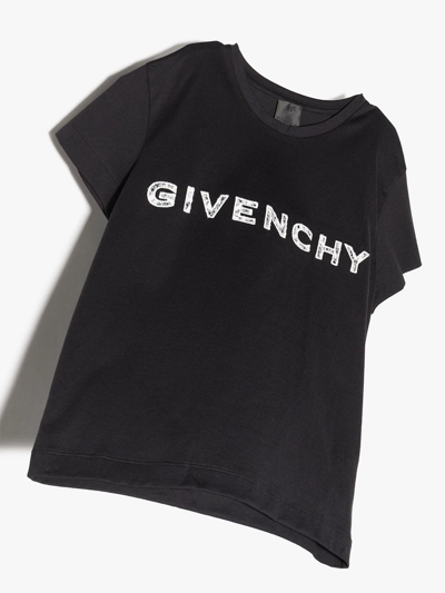 Shop Givenchy Embroidered Logo Cotton T-shirt In Black