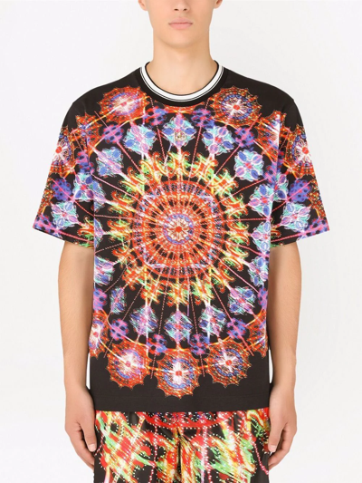 Shop Dolce & Gabbana Kaleidoscope Print Short-sleeve T-shirt In Black