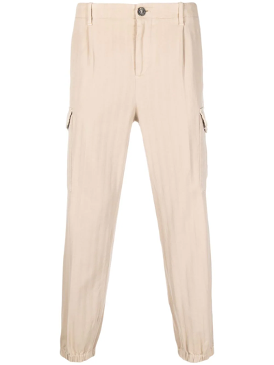Brunello Cucinelli Pressed-creased Multi-pocket Straight-leg Trousers In Neutrals