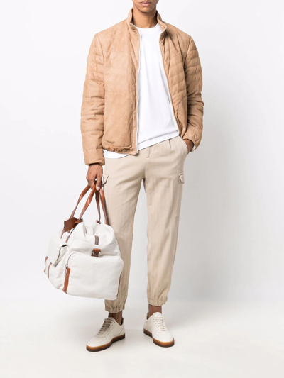 Brunello Cucinelli Pressed-creased Multi-pocket Straight-leg Trousers In Neutrals