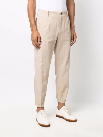 Brunello Cucinelli Pressed-creased Multi-pocket Straight-leg Trousers In Neutrals