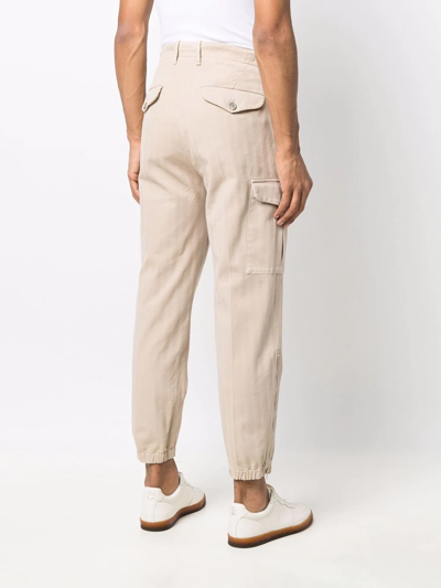 Brunello Cucinelli Pressed-creased Multi-pocket Straight-leg Trousers In Neutrals