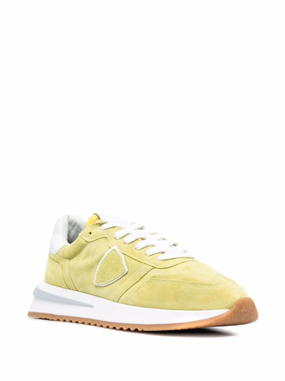 Shop Philippe Model Paris Panelled Low-top Suede Sneakers In Yellow