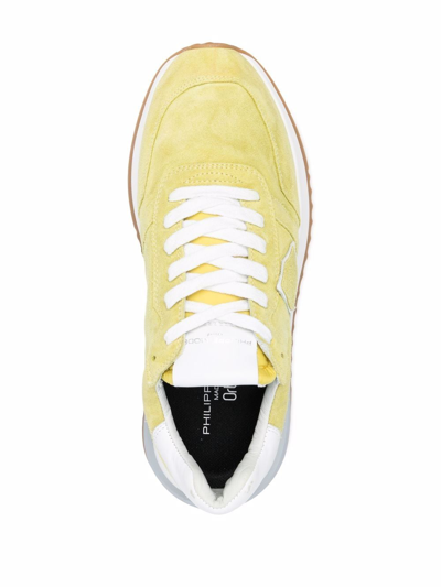 Shop Philippe Model Paris Panelled Low-top Suede Sneakers In Yellow