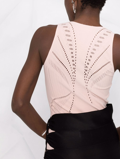 Wolford Ajouré Mesh-panel Body In Pink