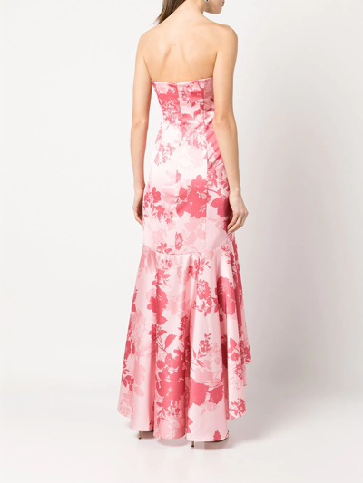 Shop Marchesa Notte Floral-print Fishtail Dress In Pink