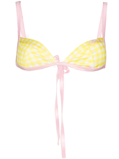 Shop Poster Girl Meryl Check Bikini Top In Yellow