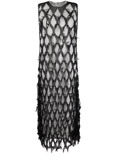 Shop Maison Margiela Cut-out Silk-blend Dress In Black