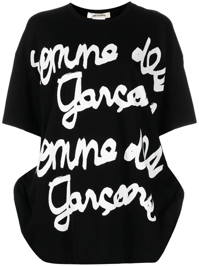 Shop Comme Des Garçons Oversized Logo-print Cotton T-shirt In Black