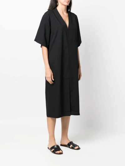Shop St Agni V-neck Short-sleeved Shirtdress In Black
