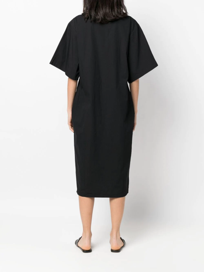 Shop St Agni V-neck Short-sleeved Shirtdress In Black