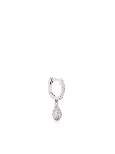 Shop De Jaegher 18kt White Gold Lightly Drop Diamond Hoop Earring In Silver