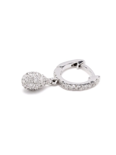 De Jaegher 18kt White Gold Lightly Drop Diamond Hoop Earring In Silver