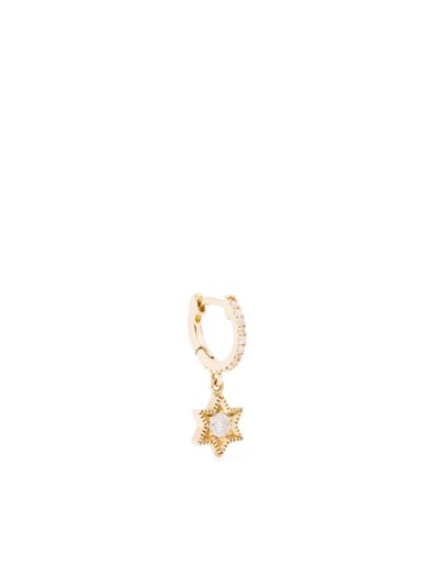 Shop De Jaegher 18kt Yellow Gold Baby Star Diamond Hoop Earring