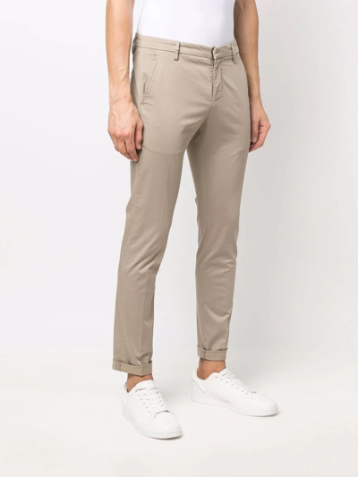 Shop Dondup Mid-rise Cotton Chino Trousers In Neutrals