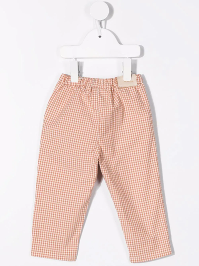 Shop Knot Brake Micro Checks-print Trousers In Brown